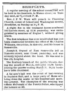 April 1877 Brieflet on First Phone Line Boston Evening Transcript April 1877 Brieflet on First Phone Line Boston Evening Transcript"