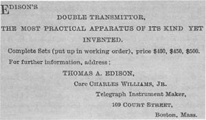 Thomas Edison at Charles Williams Jr Shop 109 Court Street Boston MA Thomas Edison at Charles Williams Jr Shop 109 Court Street Boston MA"