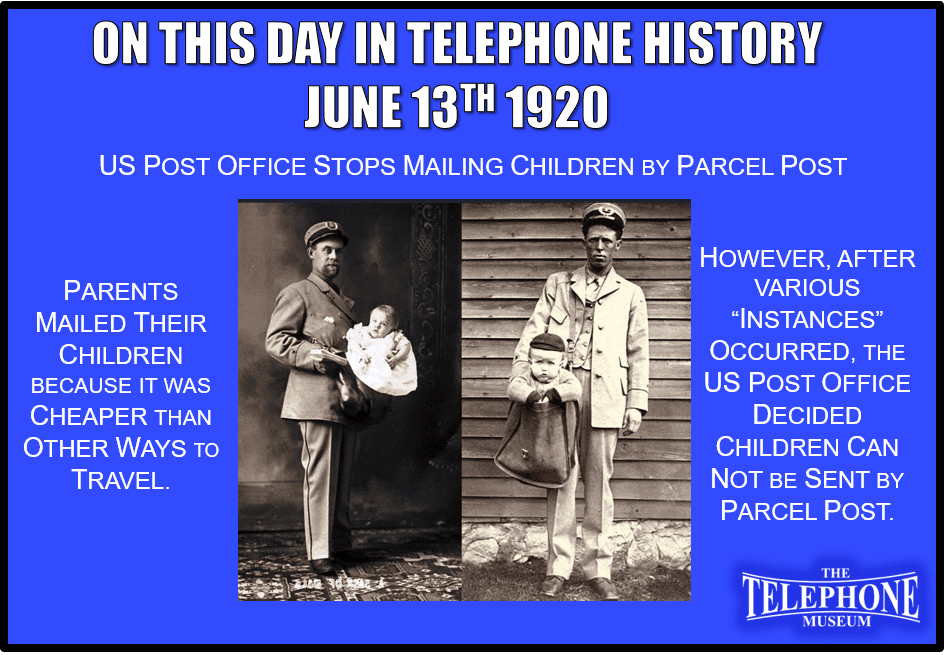 On This Day in Telephone History June 13TH 1920 - The Telephone Museum, Inc.