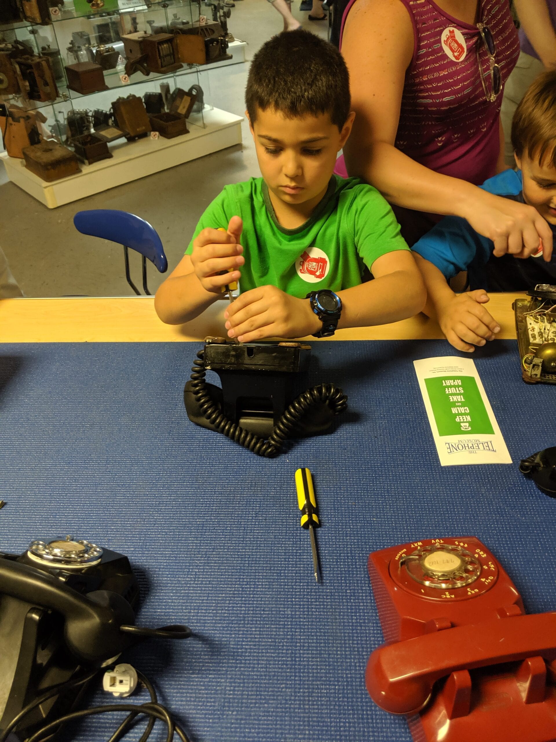 "Keep Calm And Take Stuff Apart" at The Telephone Museum on Moody Street in Waltham, MA CAUTION: Your Kids will Not want to Leave!
